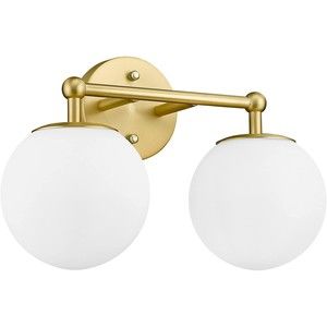 Gold Bathroom Light Fixture 2-Light Vanity Light Over Mirror Wall Sconce Globe